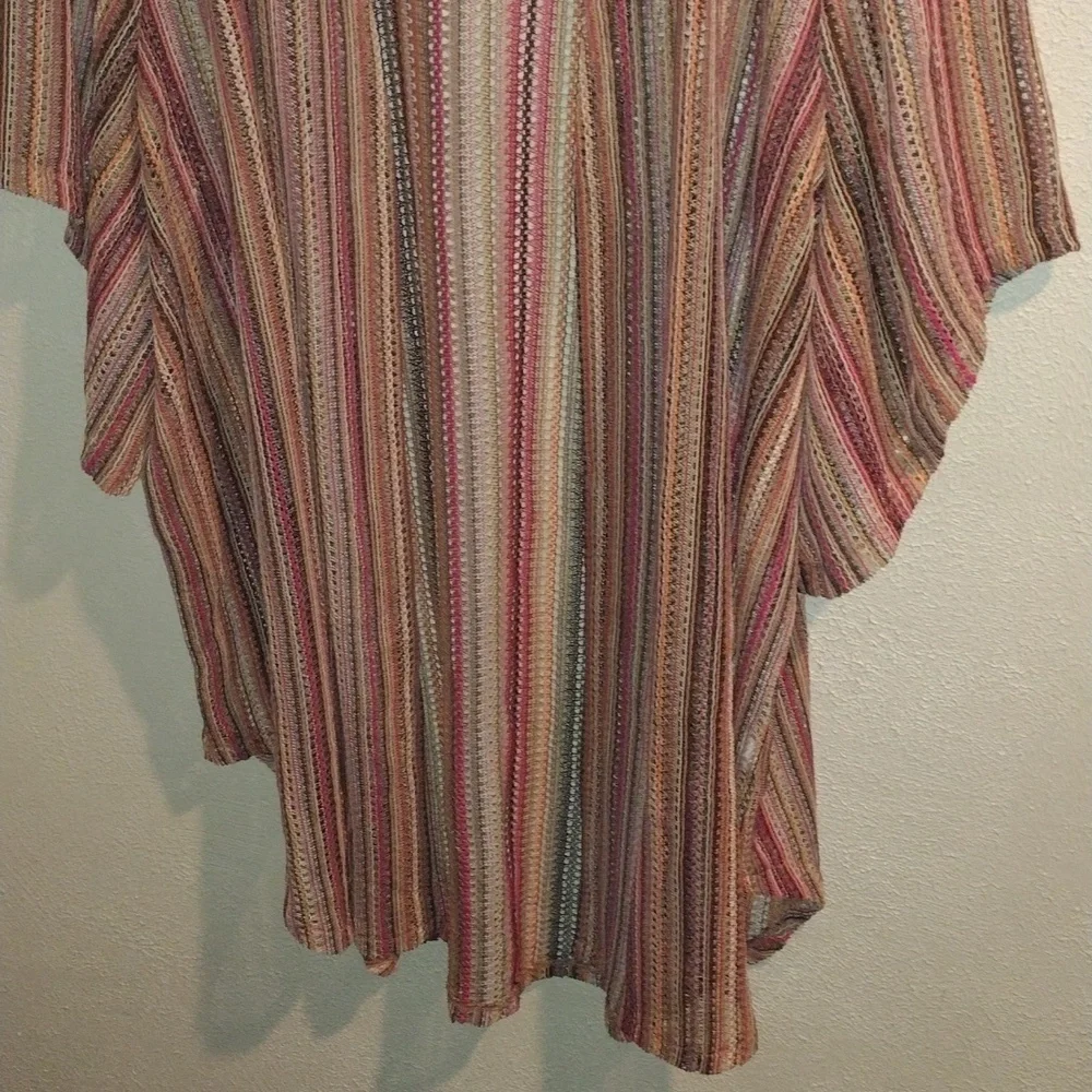 Maurices Open Knit Striped Multi Colored Boho Kimono/Swim Cover Festival…